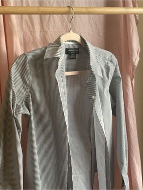 Liz Claiborne Black and White Pinstripe Button-Down Shirt